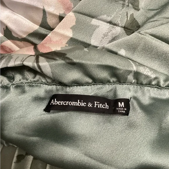 Abercrombie & Fitch Giselle Pleated One Shoulder Green Floral Maxi Dress Size M - Picture 14 of 16